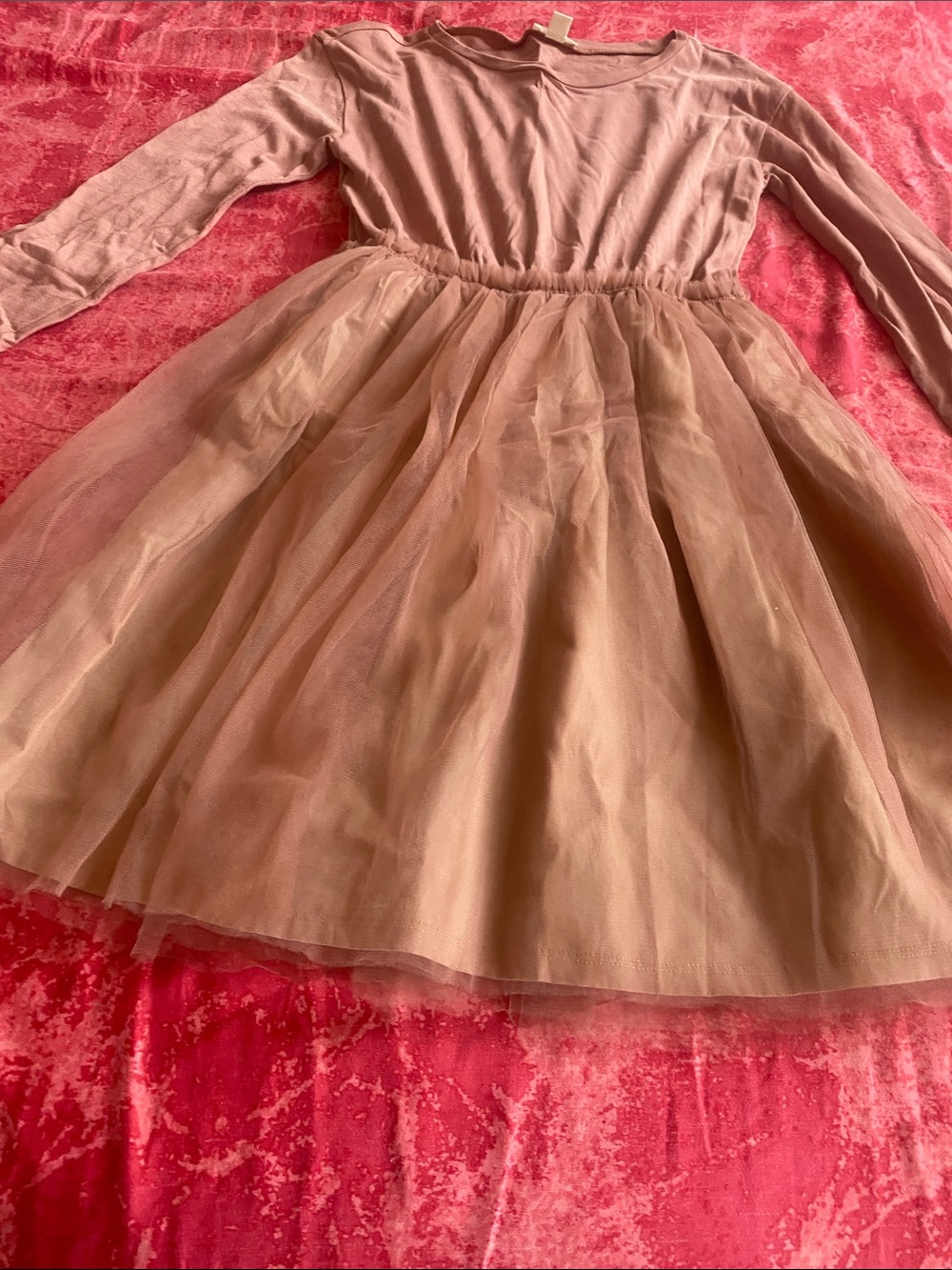 Crewcuts Mauve Tulle Skirt Long-Sleeve Dress